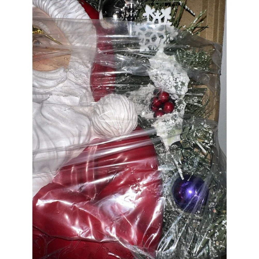 Thomas Kinkade A Most Enchanted Christmas Illuminated Santa Wreath 24''